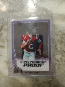 Jaxson Dart 2024 Leaf Metal Football 1/1 Pre Production Proof Purple RC - Picture 1 of 2