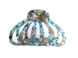 Große türkisfarbene Haarkrallenspange in Ablaoneoptik marmoriert für dickes Haar - Bild 1 von 6