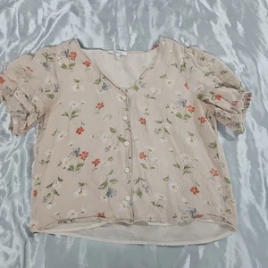 Madewell Popover Floreale Contadino Boho Primavera Bloomcore Bottoni Top Taglia M - Foto 1 di 16