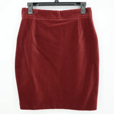 Falda Laurel Escada Mujer 10 Borgoña Terciopelo Elastizado Espalda Cremallera Forrada Lápiz De Colección Foto 1 de 4
