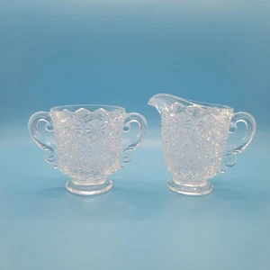 Vintage Fostoria #2710 Sugar and Creamer Set Daisy and Button Clear pattern - Picture 1 of 7