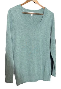 Banana Republic Pullover L Petite GreBlue italienisches Garn Wolle Kaschmir Mischung V-Ausschnitt - Bild 1 von 8
