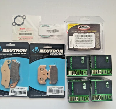 Suzuki DR650 Steering Stem Bearings/Brake Pads/Header Gasket/Oil Filters Bundle - Image 1 of 4