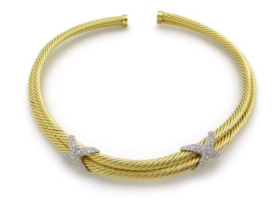 Collar David Yurman Oro Amarillo 18k 1.50ct Diamante Doble X 15 pulgadas Foto 1 de 4