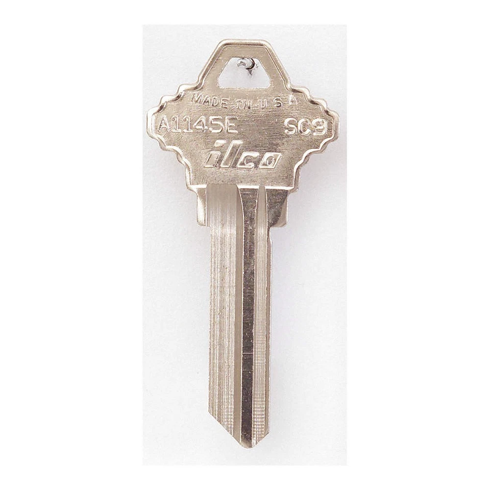 KABA ILCO A1145E-SC9 Key Blank,Brass,Type SC9,6 Pin,PK10 1GAR3 - Image 1 of 1