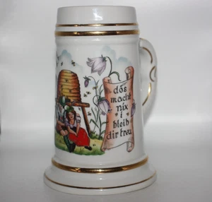 Antigua piedra de cerveza litofana Mettlach Alemania 7" de alto mujer arriesgada - SIN TAPA - Imagen 1 de 14