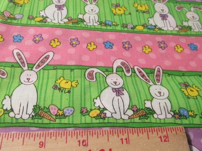 3 yards x44" Quilting Sewing Fabric Easter Bunny Rabbit Chick Carrot Laura Kelly - Image 1 of 4
