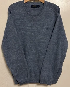 Ralph Lauren Polo Men’s L Blue 100% Cotton Embroidered Pony Crewneck Sweater - Picture 1 of 22