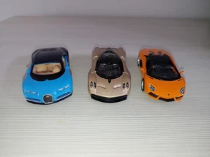 Lotto 3 Modellini Welly 1/39 Aventador + Chiron + Pagani Huayra No Burago - Foto 1 di 10