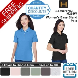 🔥 Harriton Women Easy Blend Short Sleeve Shirt Sport Polo Up To 3XL M265W - Picture 1 of 74