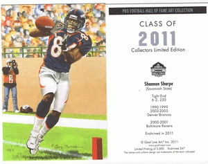 2011 Shannon Sharpe Goal Line Art Card Denver Broncos - Picture 1 of 1