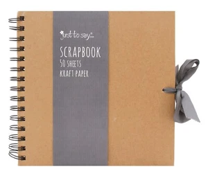 Scrapbook 50 Sheets Kraft Paper Medium Photo Album Book Spiral Bound Ribbon Tie - Picture 1 of 9