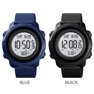 Fashion Quartz Sport Watches Temperature Rubber Alarm Measurement Round Dial - Picture 1 of 12