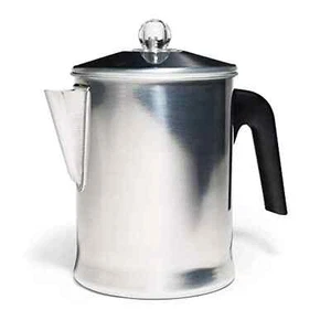 Heavy Duty Stove Top Percolator Coffee Pot Maker Aluminum Steel 9-Cup - Picture 1 of 7