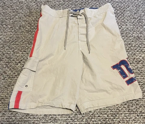 NFL NY Giants Swim Trunks Shorts Men's Large Team Apparel Lined Tie Front 30 x 9 Cover