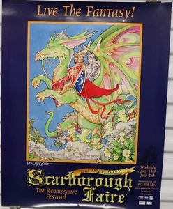 2002 22nd Scarborough Fair Pocket Dragons Poster ~ Firmato da Real Musgrave ~ - Foto 1 di 8