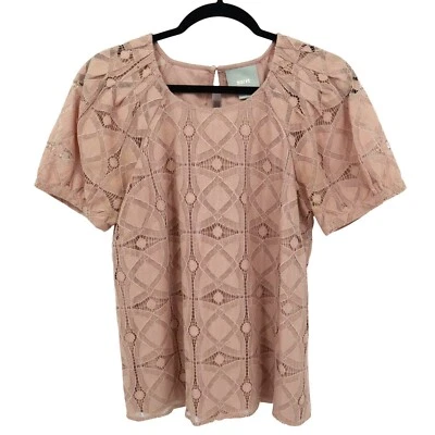 Maeve Lace Top Womens S Pink Cottagecore Twee Grannycore Boho Romantic Feminine - Image 1 of 4