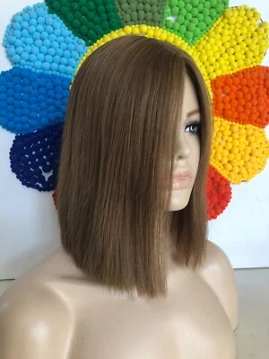 12" 6x6"  Silk Base Light Brown #9 Human Virgin Hair Kosher Wig Bob Topper, - Image 1 of 4