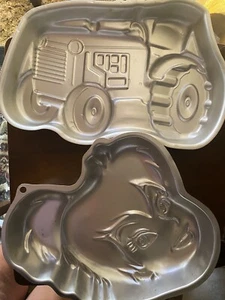 Wilton Cake Pans Lot of 2 Tinkerbell and Tractor, Used - Picture 1 of 4