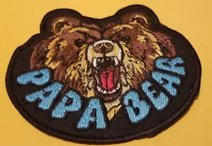 PAPA BEAR Worldwide Shipping Embroidered Patch approx 3x3.5" - Picture 1 of 2