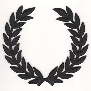 Black Laurel Wreath Patch Embroidered SCA Cut out Iron-on Sew on (4") - Picture 1 of 1