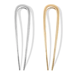 French Hair Pins Set for Thick Hair - U-Shaped Metal Bun Accessories (2 Pcs) - Picture 1 of 12