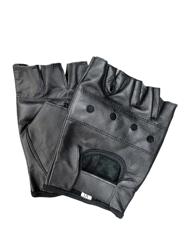 REAL LEATHER PADDED WEIGHT LIFTING CYCLING DRIVING  RIDING WHEELCHAIR GLOVES - Image 1 of 3