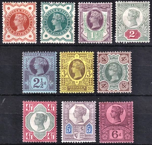 JUEGO DE PIEZAS DE JUBILEO 1887/1900 SG197/208 DE 10 VALORES COMO NUEVO BISAGRAS SG CAT £265 - Imagen 1 de 2