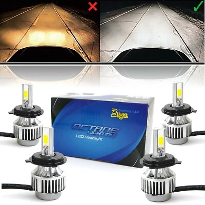 6K 6500K H4 SMD COB 360° LED Blanco Faro HID Kit Bombilla Alta/Baja Juego de 4 Foto 1 de 4
