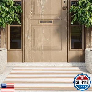 Ailsan Front Door Mat Outdoor 27.5"x43",Washable Striped Outdoor Rug,Farmhous - Picture 1 of 5