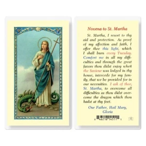 Saint Martha with Novena to St. Martha - Laminated Holy Card - E24-490 - Picture 1 of 4
