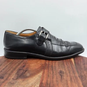 Mezlan Aviano Schuhe Herren 12M schwarz Leder Straußenbein Mönch Schnalle Riemen elegant - Bild 1 von 14