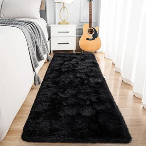 Black Hallway Runner Rug 2'x6' Long Area Rugs for Bedroom Living Non Slip Thick - Picture 1 of 12