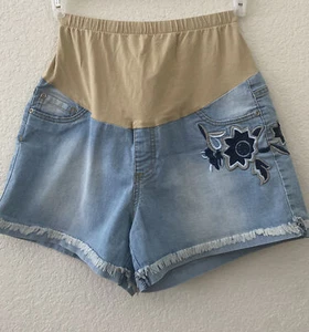 “Planet Motherhood Maternity“ Light Wash Comfy Shorts Women's Size L - Picture 1 of 6