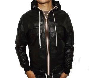 HERREN JACKE/JACKE, LEDER BOMBER MODELL - MOD BUNNY - SCHWARZ - Bild 1 von 2