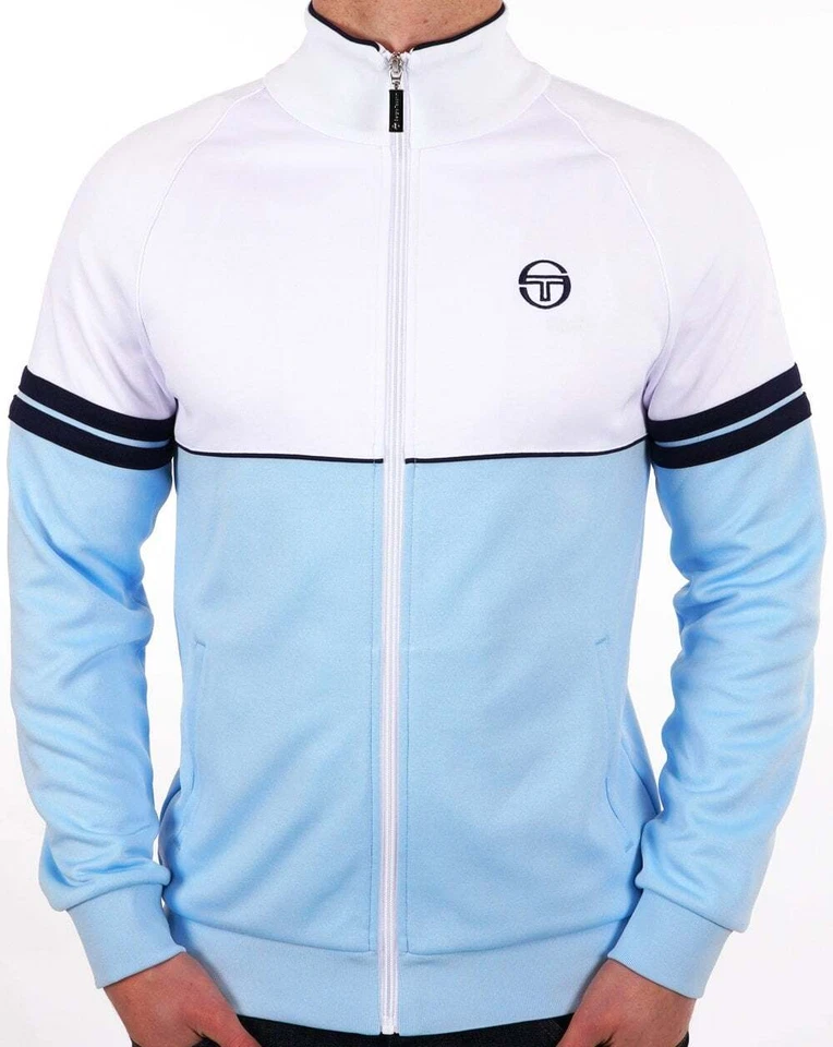 Sergio Tacchini Mens Orion Track Top Sky Blue/White- Retro Tracksuit Jacket, 80s - Image 1 of 4