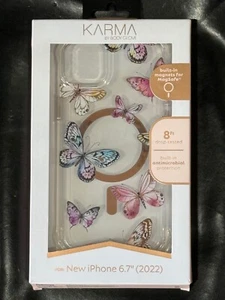 Karma Body Glove Pink Butterflies Magsafe Case iPhone 15 Plus / iPhone 14 Plus - Picture 1 of 2