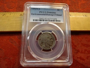 1919-S United States Buffalo Nickel 5c PCGS Graded F Detail - Free S&H USA - Picture 1 of 4