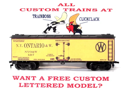 HO SCALE CUSTOM LETTERED NEW YORK ONTARIO & WESTERN  RR REEFER. LOT12 AVAIL IN O - Image 1 of 4