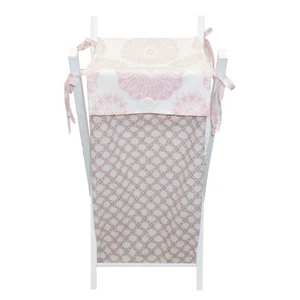 Hamper Bag with Frame Baby Girl Floral Garden Lattice Medallion Pink White - Picture 1 of 4