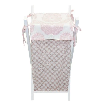 Bolso Cesta con Marco Bebé Niña Floral Jardín Enrejado Medallón Rosa Blanco Foto 1 de 4