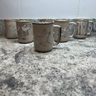 Vintage Stoneware Pottery Mugs Assorted Birds Coffee Cups 6 hand Painted~RARE