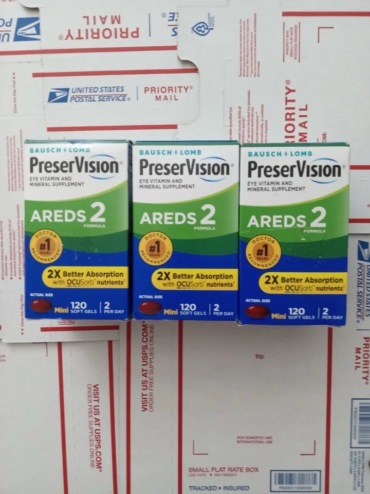 3x PreserVision Areds 2 Fórmula Vitamina para Ojos 120 Cápsulas Blandas Cada una Foto 1 de 1