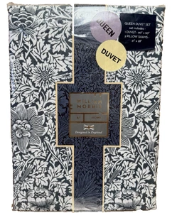 William Morris~Queen Duvet Set~BIRD & ANEMONE~Sea Blue~3 Pc~100% Cotton~NWT - Picture 1 of 5