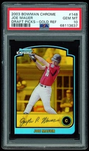 JOE MAUER 2003 Bowman Chrome Draft Picks Gold Refractor 19/50 PSA 10 GEM MINT - Picture 1 of 2