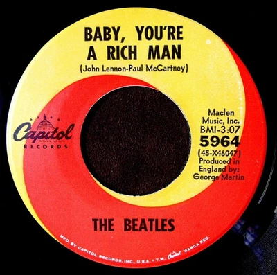 Beatles 45 1967 Baby, You’re a Rich Man WITH Comma, SCARCE Corrected Label, NM! - Image 1 of 4