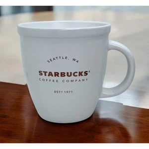 Starbucks Abbey Gold Logo "EST 1971 Co" White Coffee Tea Mug Cup 16 oz - Picture 1 of 9