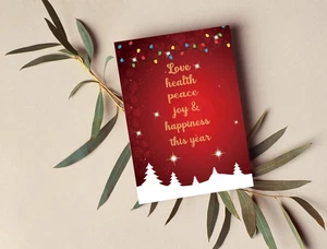 Tarjeta de felicitación de Año Nuevo Bright Love Health, tarjeta de Año Nuevo Best Wishes, Navidad... - Imagen 1 de 5