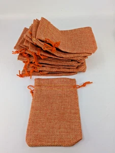 20 Orange Drawstring Pouch Burlap / Jute like Party Favor Gift Bags 4 x 6 inch - Picture 1 of 4