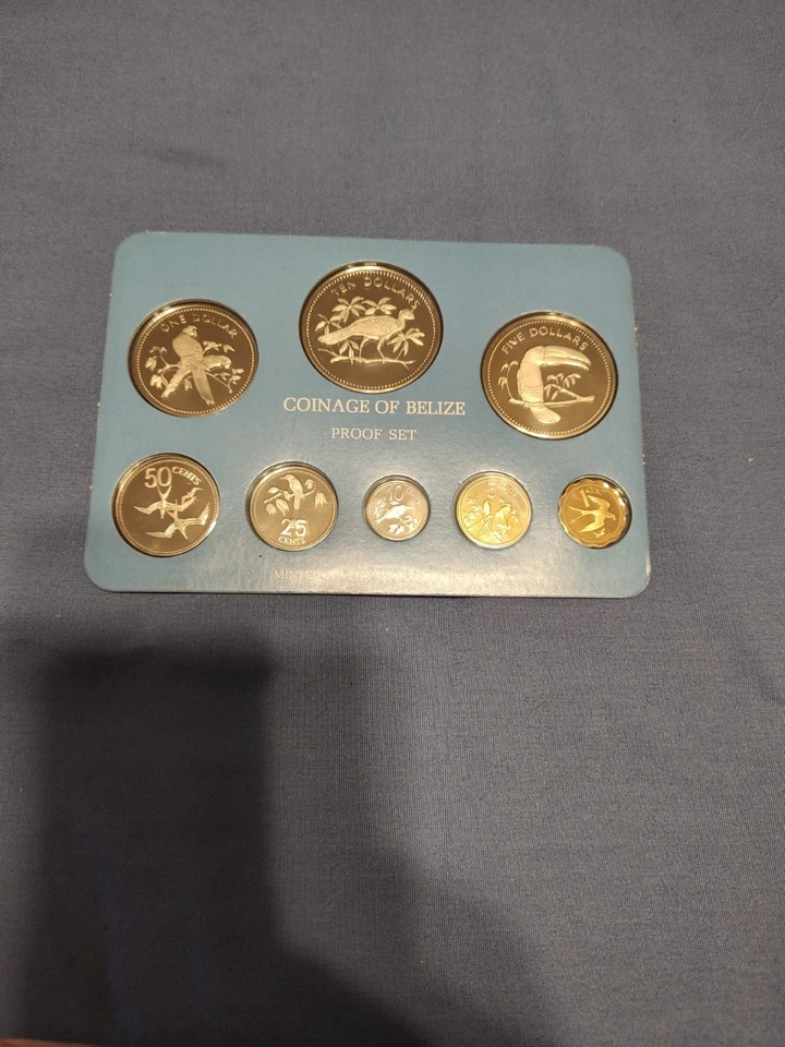 Juego de prueba de monedas de Belice 1975 con certificado de 8 piezas Foto 1 de 4